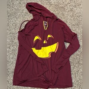 EUC Gourdys pumpkin run athletic 1/4 zip hooded long sleeve